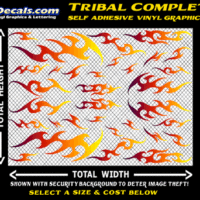 FLM649 Tribal Complete Plum to Orange to Yellow Color Fade Vinyl Graphic Flame Decal Kit