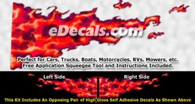 FLM852 Red Realistic Flame Graphic Decal