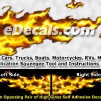  FLM853 Yellow Realistic Flame Graphic Decal