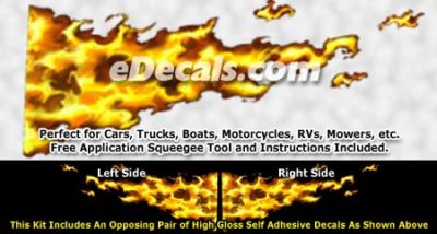 FLM853 Yellow Realistic Flame Graphic Decal