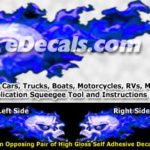FLM863 Blue Realistic Flame Graphic Decal