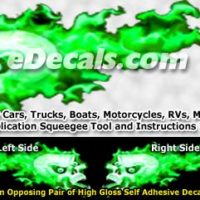 FLM864 Green Realistic Flame Graphic Decal