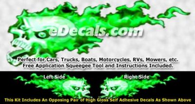 FLM864 Green Realistic Flame Graphic Decal