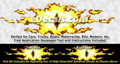 FLM865 Yellow Realistic Flame Graphic Decal