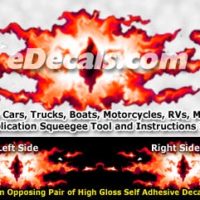 FLM866 Red Realistic Flame Graphic Decal