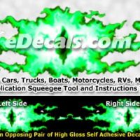  FLM869 Green Realistic Flame Graphic Decal