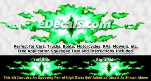 FLM869 Green Realistic Flame Graphic Decal