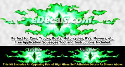 FLM869 Green Realistic Flame Graphic Decal