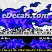  FLM873 Blue Realistic Flame Graphic Decal