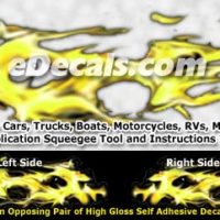  FLM880 Yellow Realistic Flame Graphic Decal
