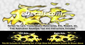 FLM880 Yellow Realistic Flame Graphic Decal