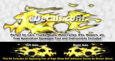 FLM880 Yellow Realistic Flame Graphic Decal