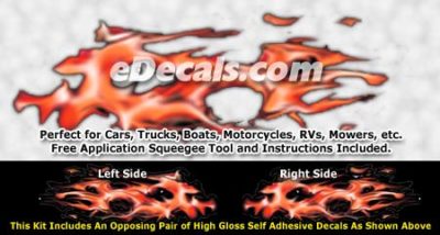 FLM881 Red Realistic Flame Graphic Decal