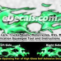  FLM884 Green Realistic Flame Graphic Decal