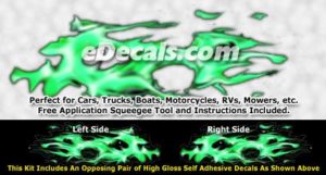 FLM884 Green Realistic Flame Graphic Decal