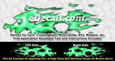 FLM884 Green Realistic Flame Graphic Decal