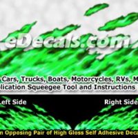  FLM889 Green Realistic Flame Graphic Decal