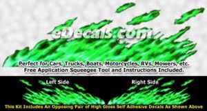 FLM889 Green Realistic Flame Graphic Decal