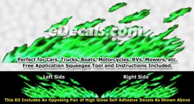 FLM889 Green Realistic Flame Graphic Decal