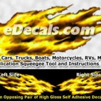  FLM890 Yellow Realistic Flame Graphic Decal