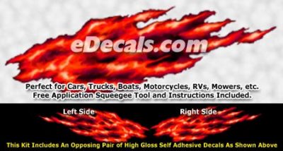 FLM891 Red Realistic Flame Graphic Decal