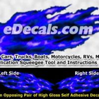 FLM893 Blue Realistic Flame Graphic Decal