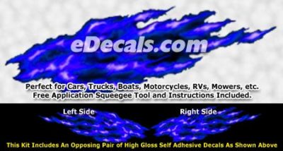 FLM893 Blue Realistic Flame Graphic Decal