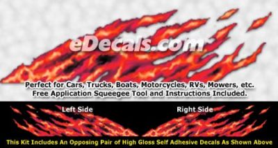 FLM896 Red Realistic Flame Graphic Decal