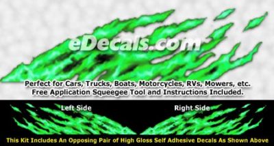 FLM899 Green Realistic Flame Graphic Decal