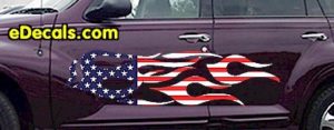 FLM907 USA Striped Flame Decal