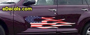 FLM915 USA Striped Flame Decal