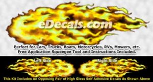 FLM920 Yellow Realistic Flame Graphic Decal