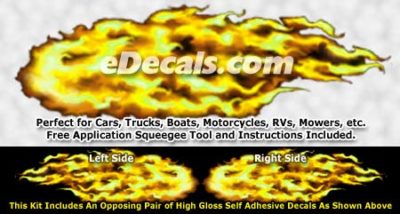 FLM920 Yellow Realistic Flame Graphic Decal