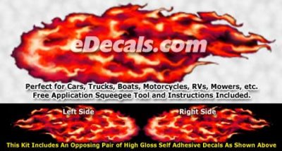 FLM921 Red Realistic Flame Graphic Decal