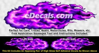 FLM922 Purple Realistic Flame Graphic Decal