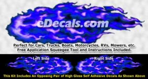 FLM923 Blue Realistic Flame Graphic Decal