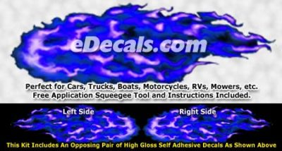 FLM923 Blue Realistic Flame Graphic Decal