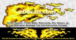 FLM925 Yellow Realistic Flame Graphic Decal