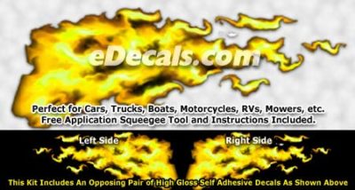 FLM925 Yellow Realistic Flame Graphic Decal