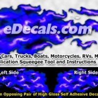  FLM928 Blue Realistic Flame Graphic Decal
