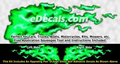 FLM929 Green Realistic Flame Graphic Decal