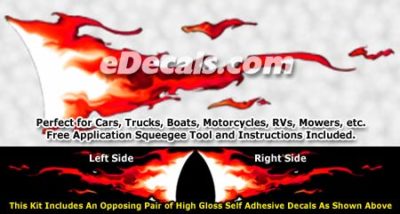 FLM931 Red Realistic Flame Graphic Decal