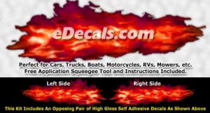 FLM936 Red Realistic Flame Graphic Decal
