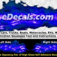  FLM938 Blue Realistic Flame Graphic Decal