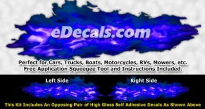FLM938 Blue Realistic Flame Graphic Decal