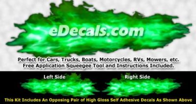 FLM939 Green Realistic Flame Graphic Decal