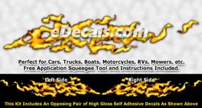 FLM940 Yellow Realistic Flame Graphic Decal