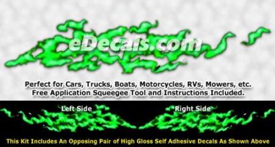 FLM944 Green Realistic Flame Graphic Decal