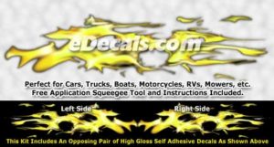 FLM945 Yellow Realistic Flame Graphic Decal