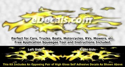 FLM945 Yellow Realistic Flame Graphic Decal
